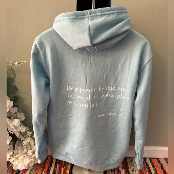 NEW You Are Enough Motivation Hoodie Sweatshirt Dear Person Behind Me Blue XL - Picture 5 of 7